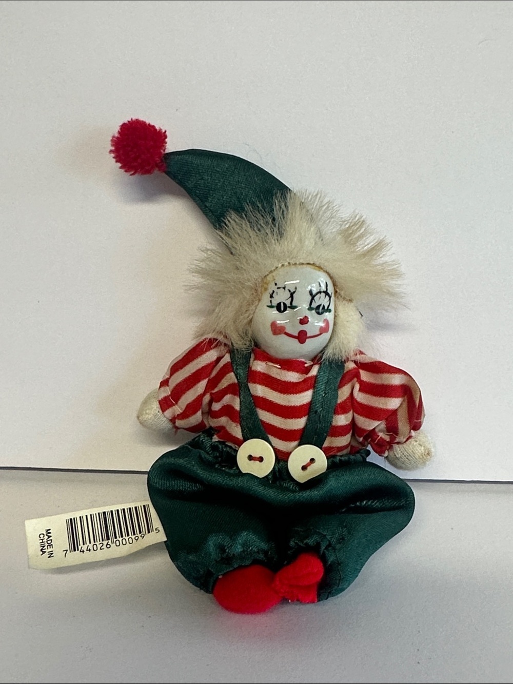 Festive Clown Doll in Red and Green